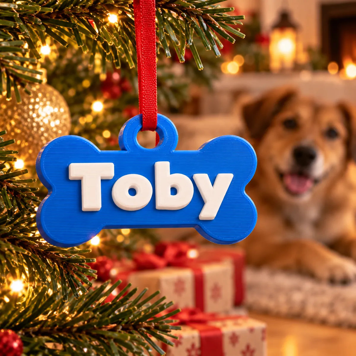 Adorno de Navidad con el nombre de tu mascota