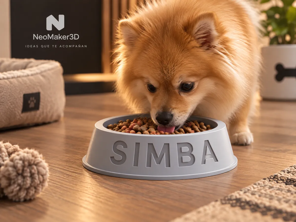 Cuenco impreso en 3D con el nombre Simba